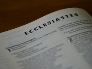 Close focus shot of the Ecclesiastes page from a Bible, emphasizing the text.